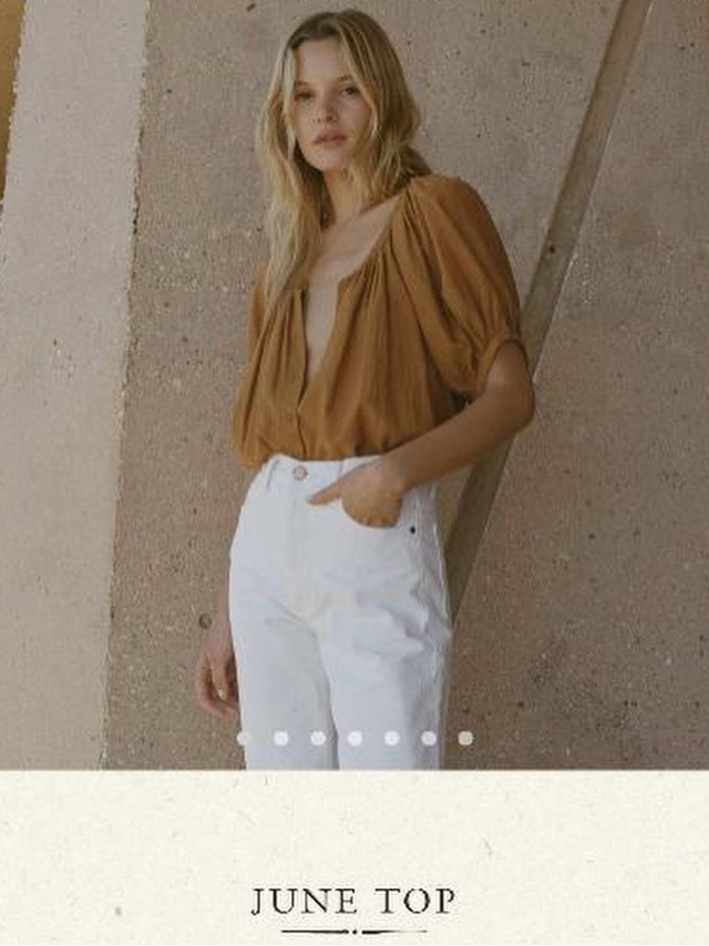 Doen June Top Foxtail 🦊 Short Puff-Sleeve Button Blouse - Picture 5 of 6